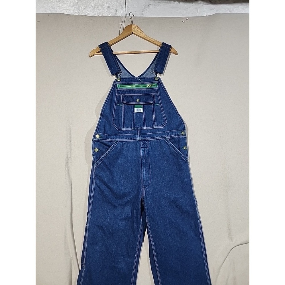 Liberty Overalls Mens Blue Denim Bib Carpenter Workwear Medium Wash 32x30 Unisex